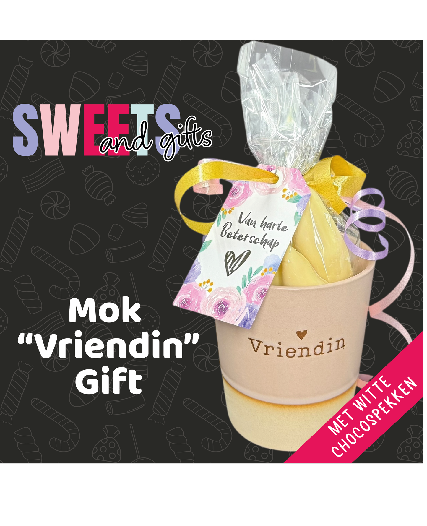 “Vriendin” Cadeau | Giftset met Witte Chocospekken