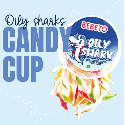 Snoep Gummy haaien | Candy Cup Oily Sharks 300 gram