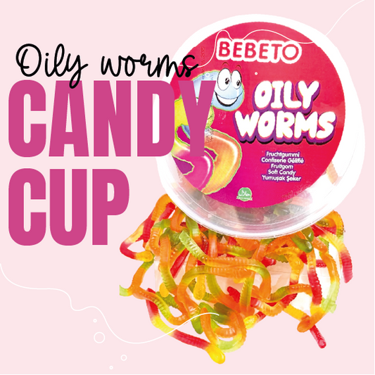 Snoep wormen | Candy Cup Oily Worms 300 gram
